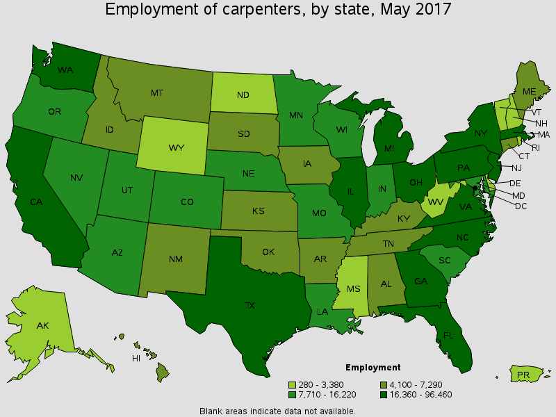 Number of Carpenters Per State