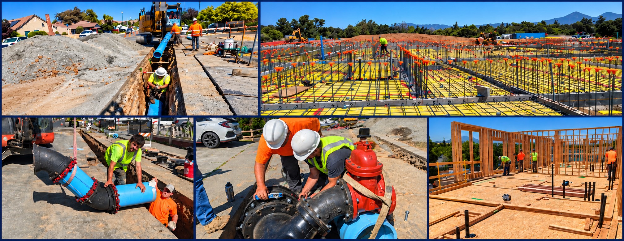 Plumbing crews working across construction jobsites
